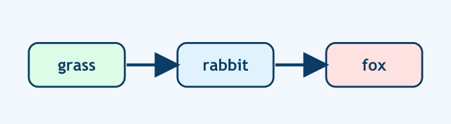 Food chain: grass to rabbit to fox